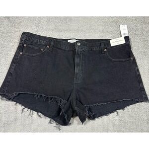 Abercrombie & Fitch Jean Shorts Womens 35 Black The Mom Short‎ High Rise NEW